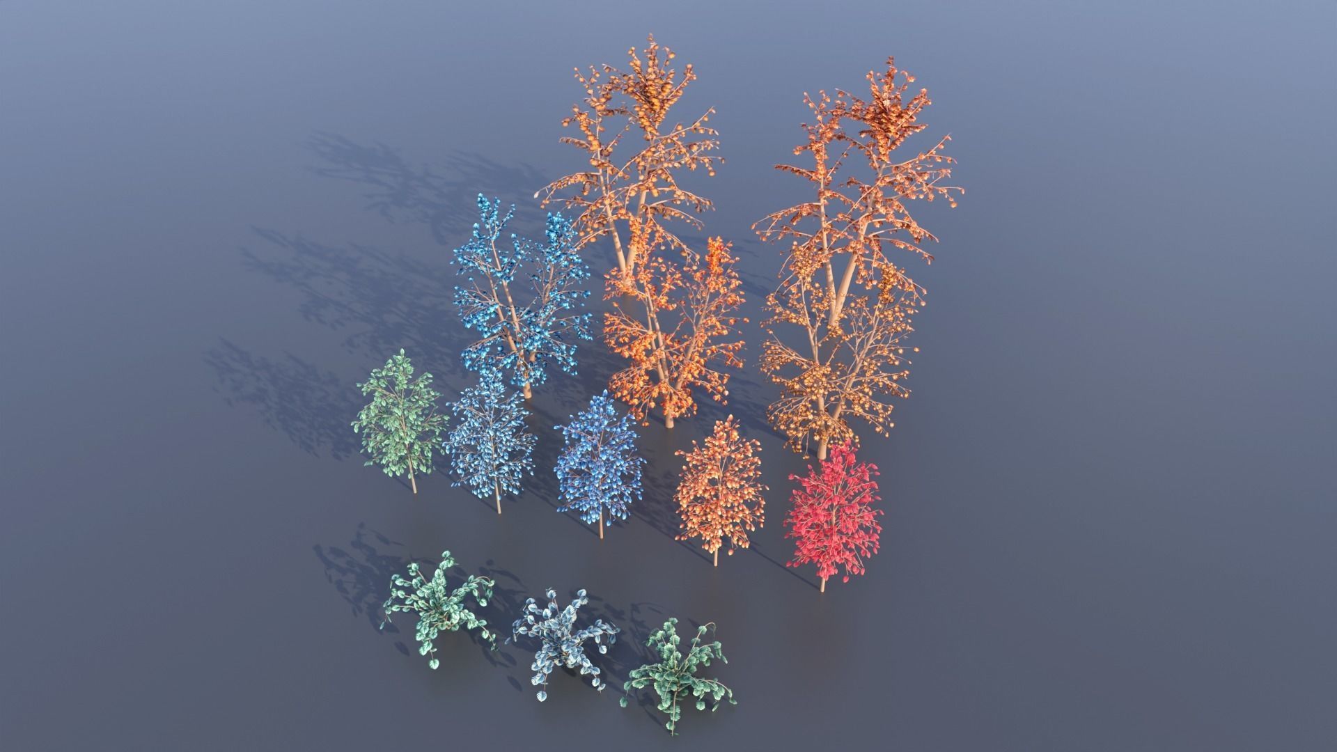 Types texture of leaves and trees low poly Low-poly 3D model_10