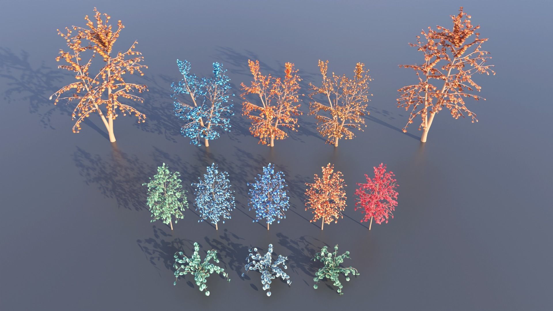 Types texture of leaves and trees low poly Low-poly 3D model_11