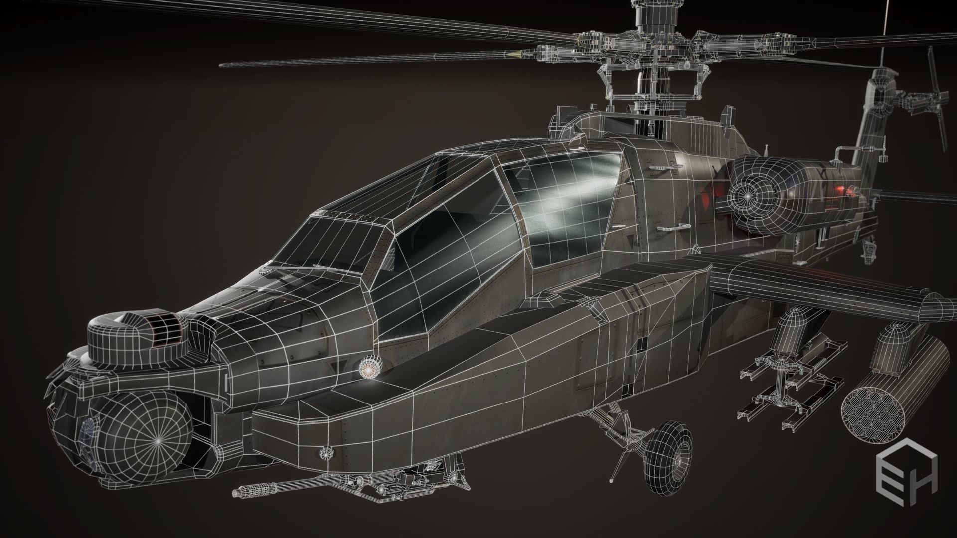 Apache AH-64D Longbow - Game Ready Low-poly 3D model_9
