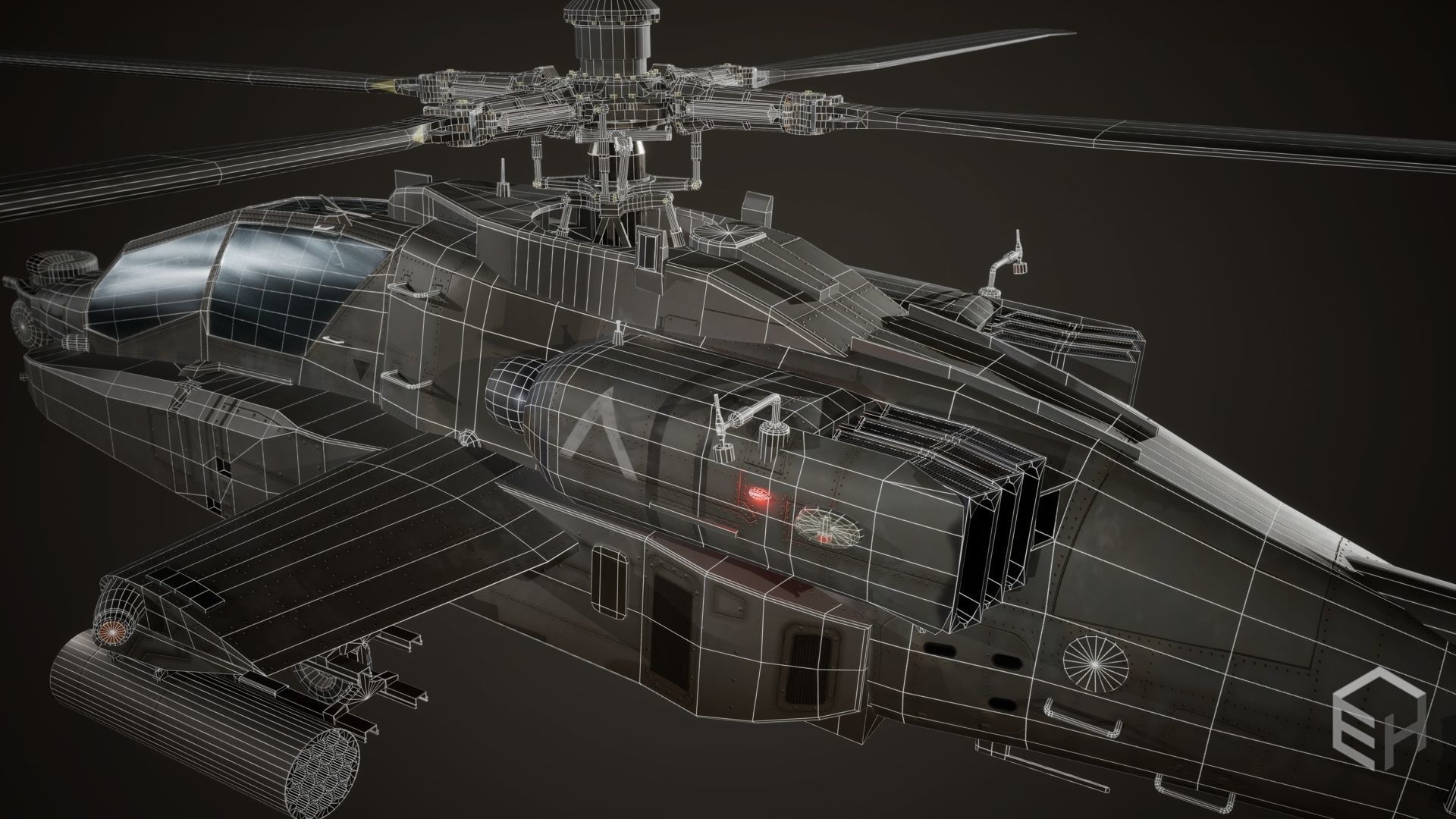 Apache AH-64D Longbow - Game Ready Low-poly 3D model_10