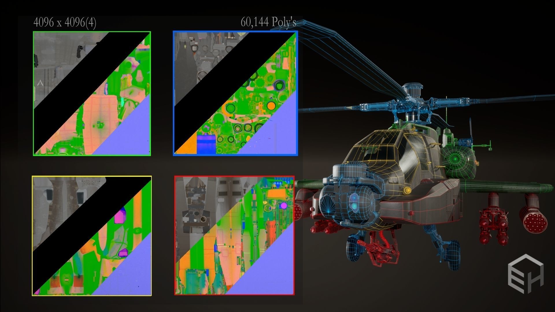 Apache AH-64D Longbow - Game Ready Low-poly 3D model_12