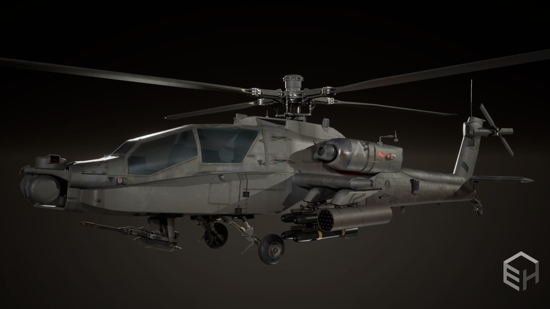 Apache AH-64D Longbow - Game Ready Low-poly 3D model_1