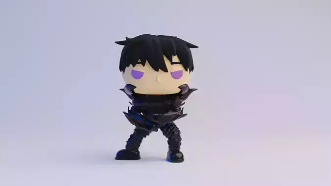 Jin with shadow armor Funko Pop from solo leveling 3D print model