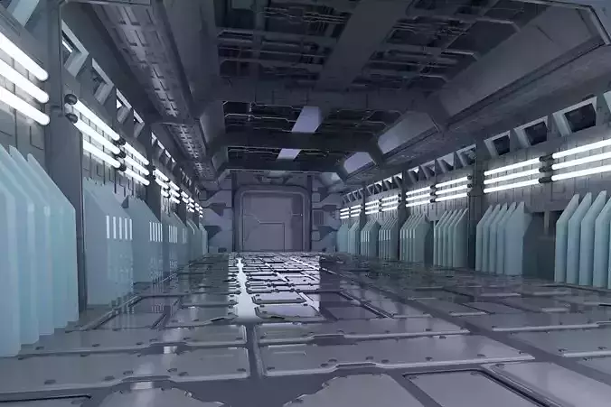 Space stations passages sci-fi scenarios corridors labs 3D model