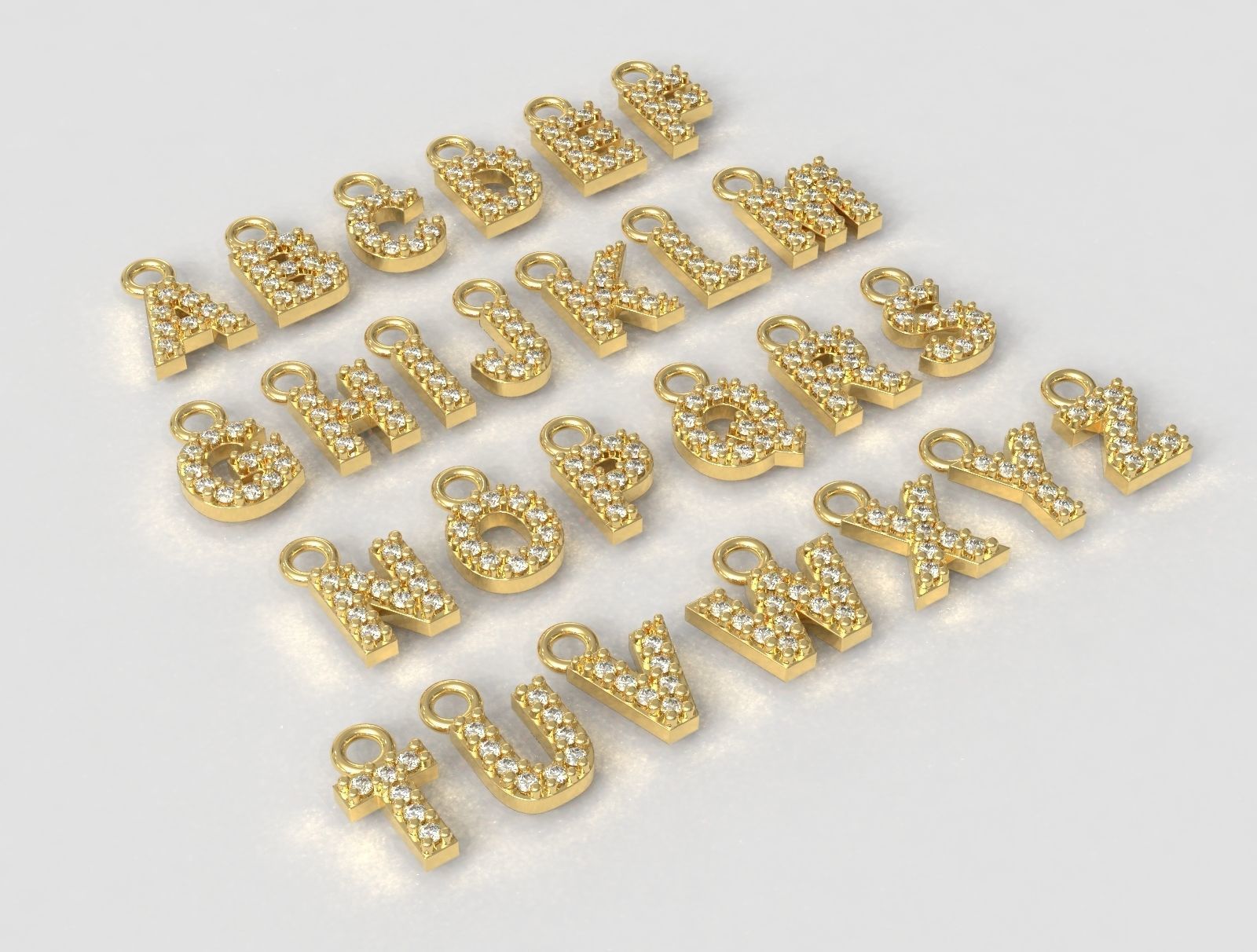 Diamond Alphabet Pendants - 5mm - Read Description 3D print model_2