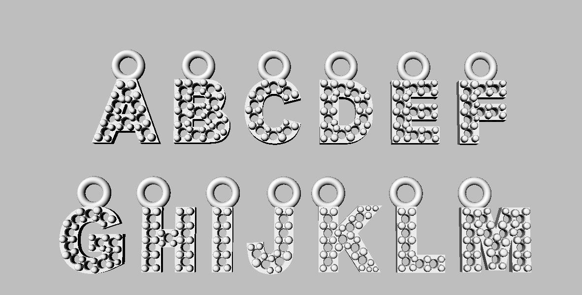 Diamond Alphabet Pendants - 5mm - Read Description 3D print model_11