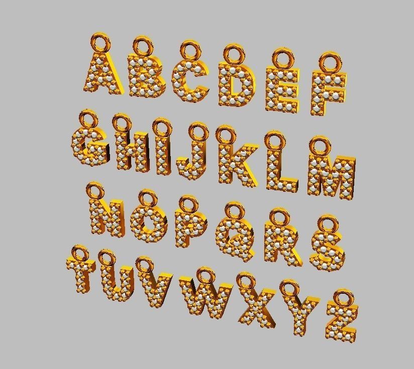 Diamond Alphabet Pendants - 5mm - Read Description 3D print model_8