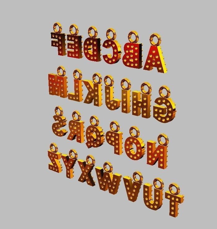Diamond Alphabet Pendants - 5mm - Read Description 3D print model_10