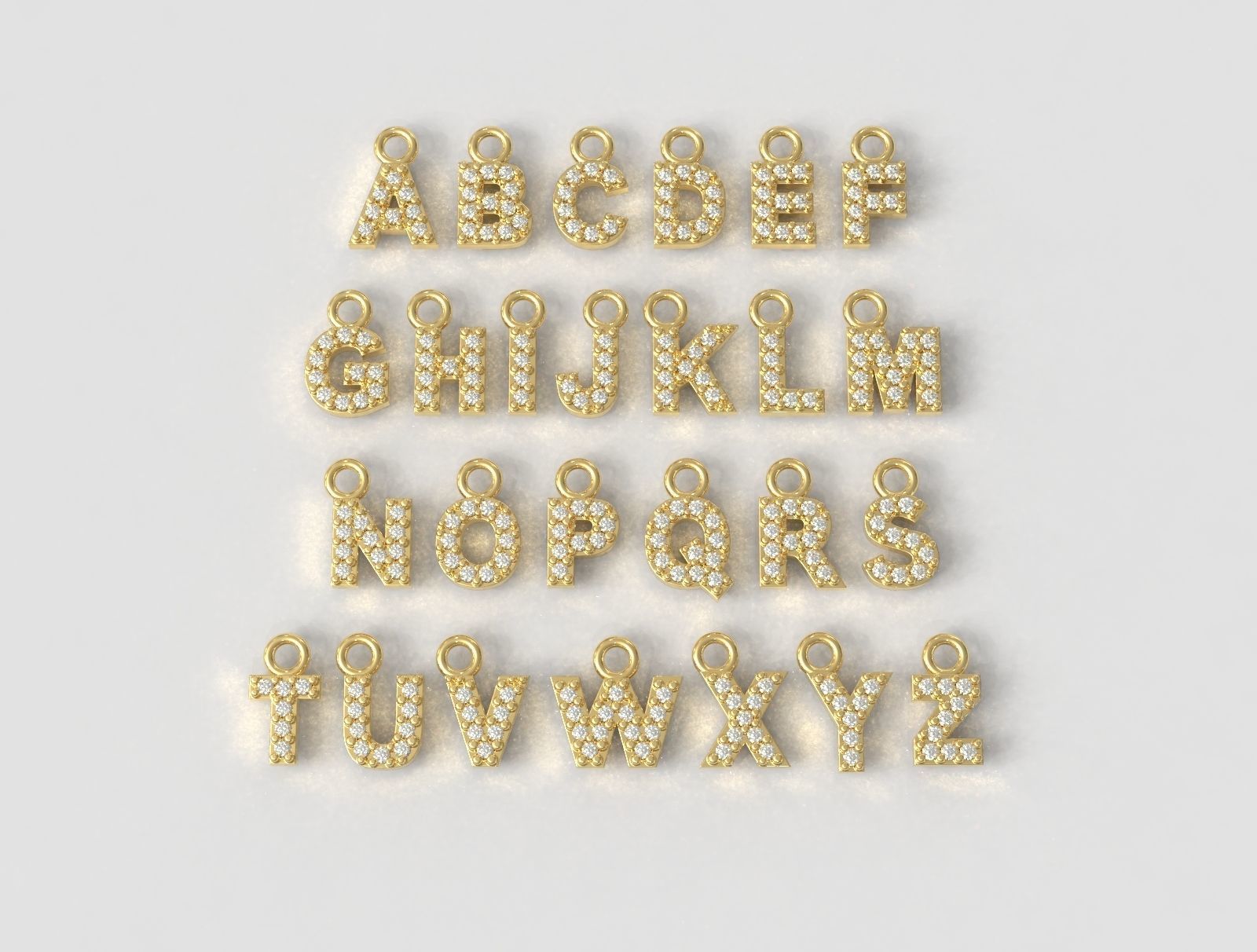 Diamond Alphabet Pendants - 5mm - Read Description 3D print model_3