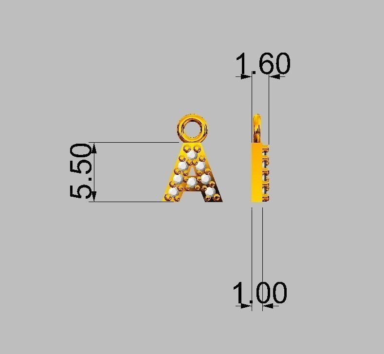 Diamond Alphabet Pendants - 5mm - Read Description 3D print model_4