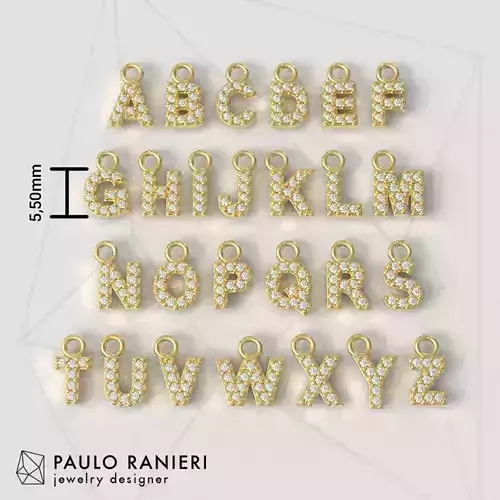 Diamond Alphabet Pendants - 5mm - Read Description 3D print model