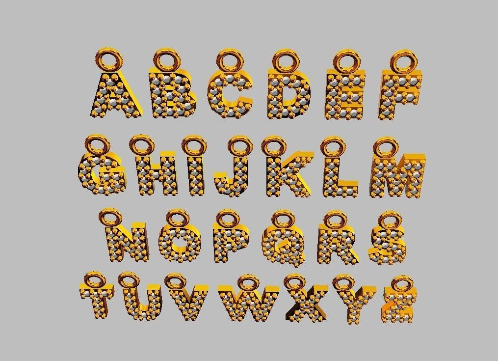 Diamond Alphabet Pendants - 5mm - Read Description 3D print model_9