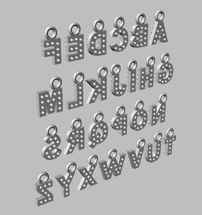 Diamond Alphabet Pendants - 5mm - Read Description 3D print model_17