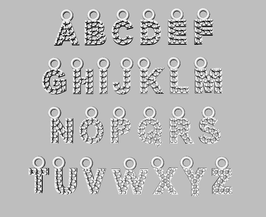 Diamond Alphabet Pendants - 5mm - Read Description 3D print model_13