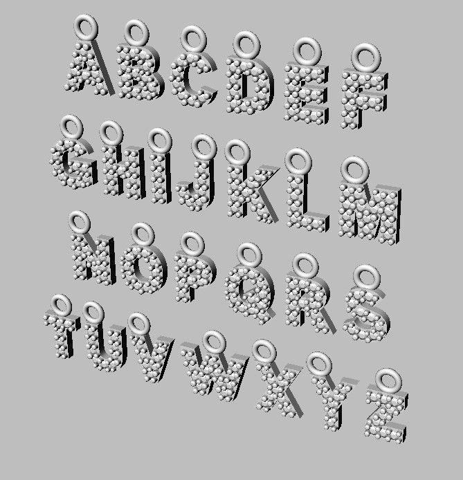 Diamond Alphabet Pendants - 5mm - Read Description 3D print model_18
