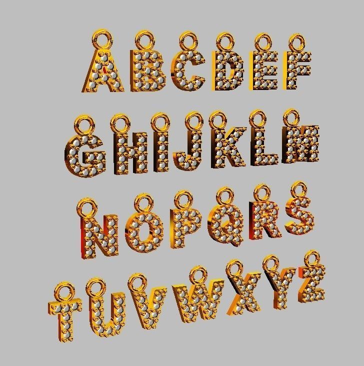 Diamond Alphabet Pendants - 5mm - Read Description 3D print model_7