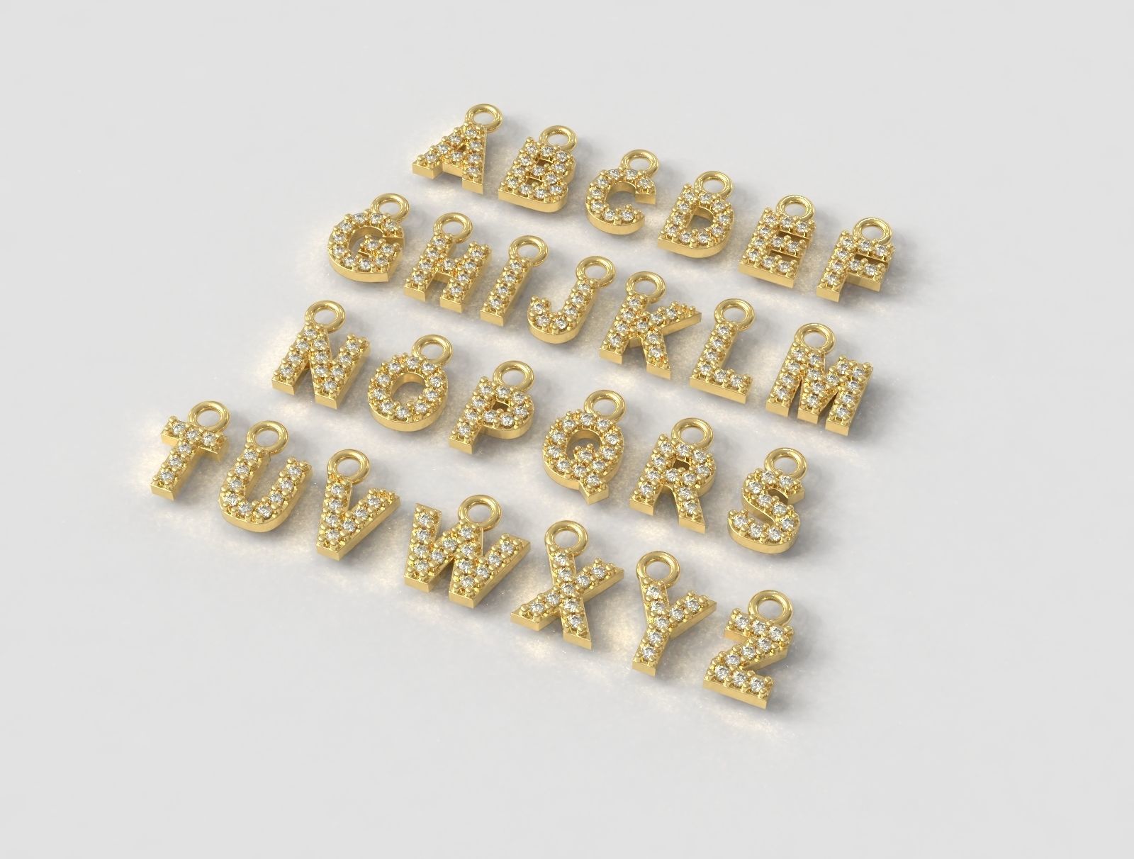 Diamond Alphabet Pendants - 5mm - Read Description 3D print model_1