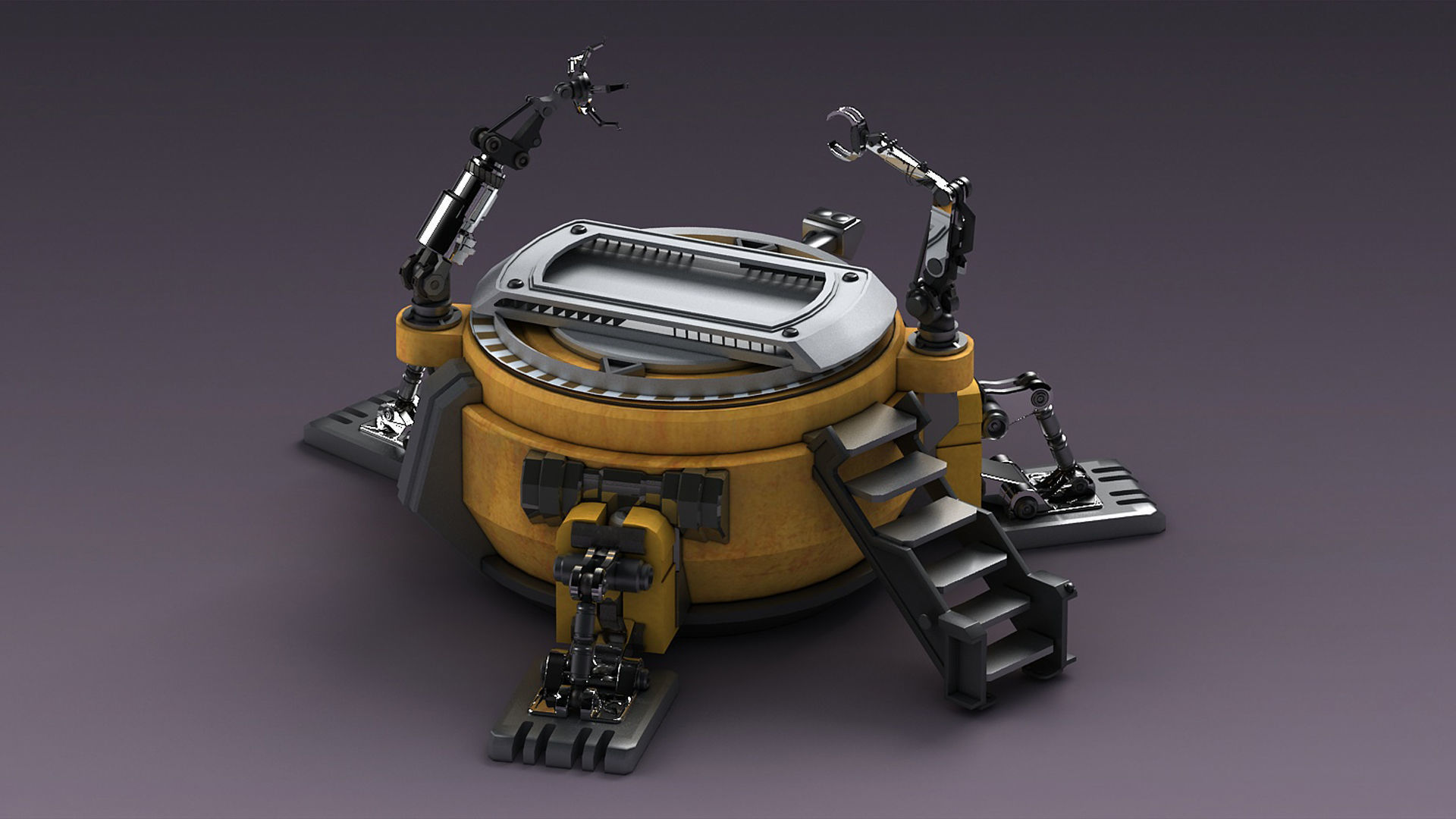 mechanical console technical chair future service station  3D model_1