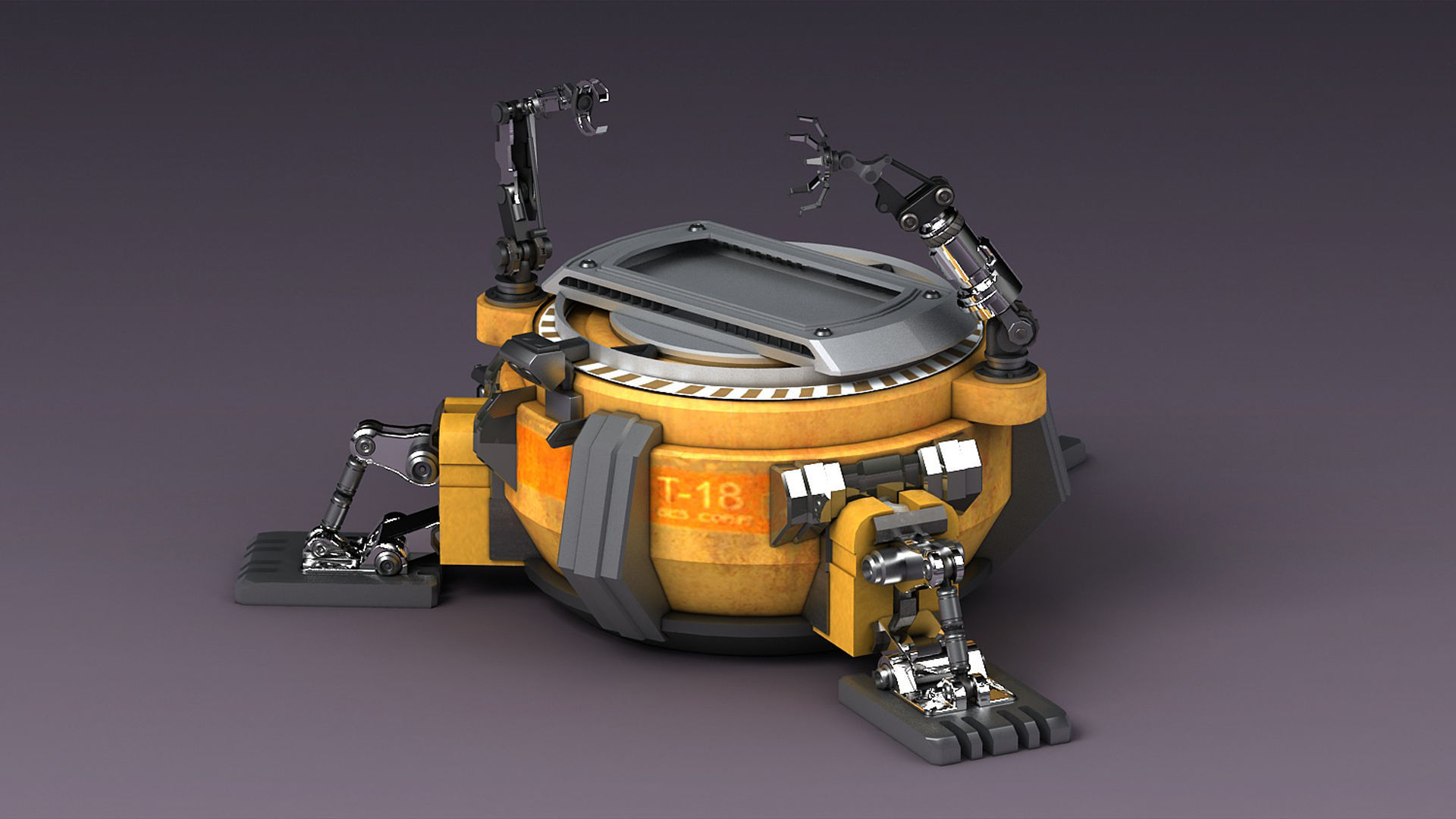 mechanical console technical chair future service station  3D model_2