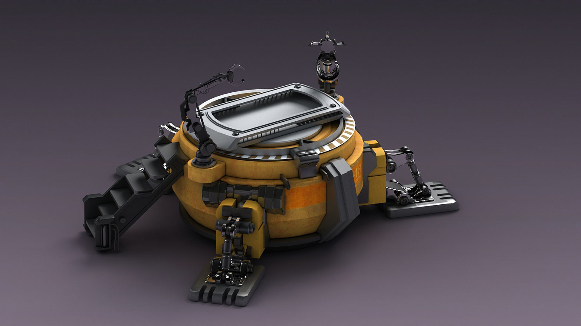 mechanical console technical chair future service station  3D model_4