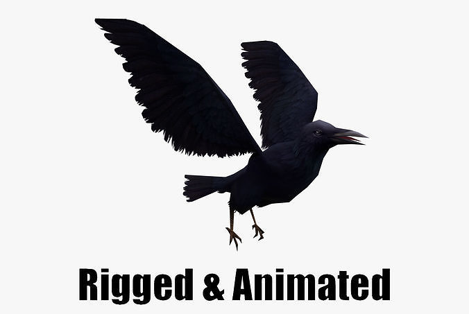 low-poly animated crow Low-poly 3D model