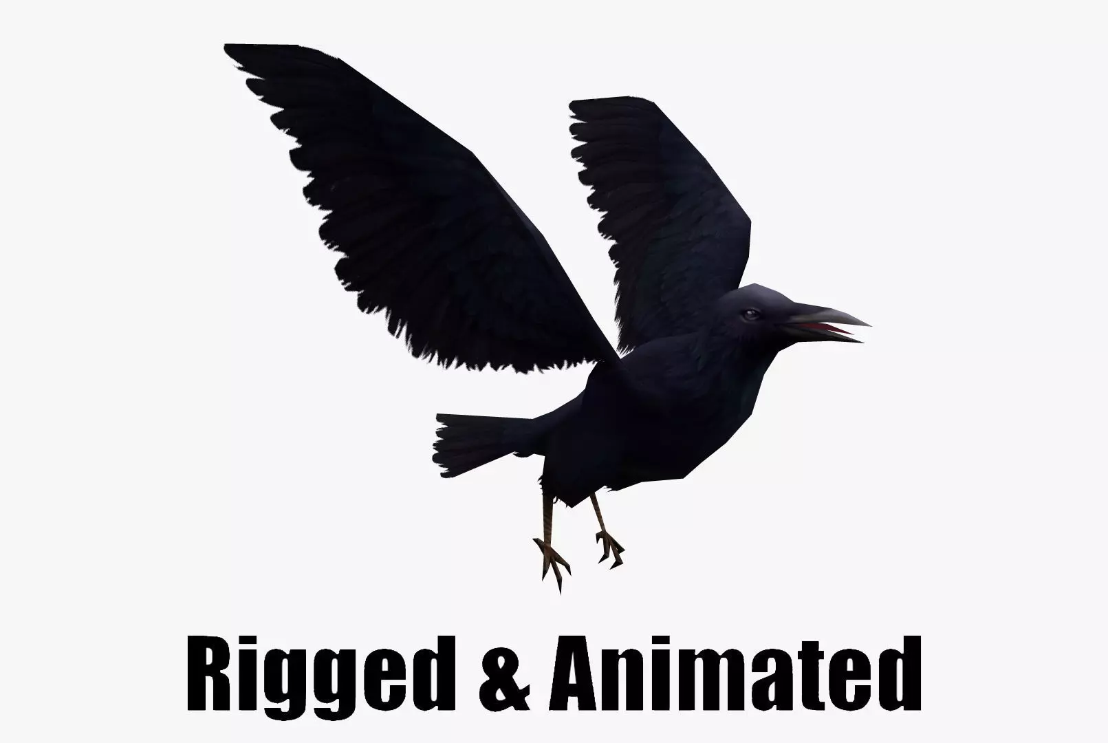 low-poly animated crow Low-poly 3D model_0