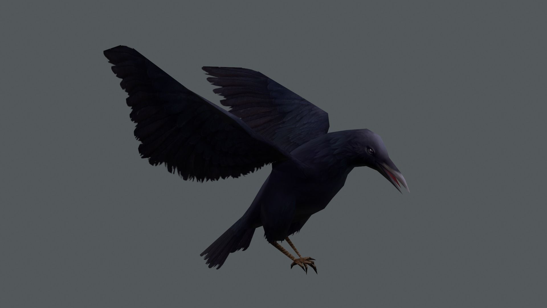 low-poly animated crow Low-poly 3D model_5