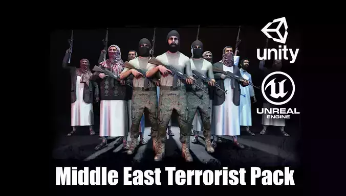 Middle East Terrorist Pack Low-poly 3D model