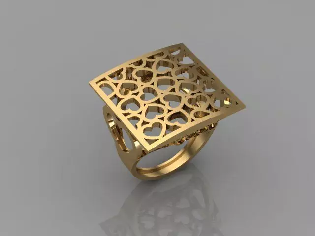 Openwork Heart Ring 18k Gold 3D print model_0