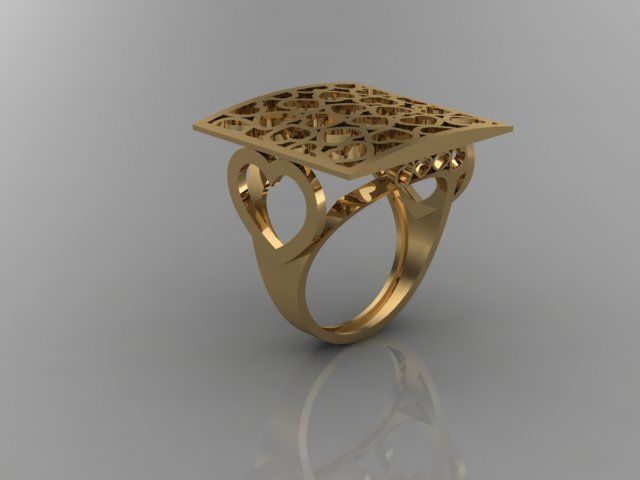 Openwork Heart Ring 18k Gold 3D print model_1