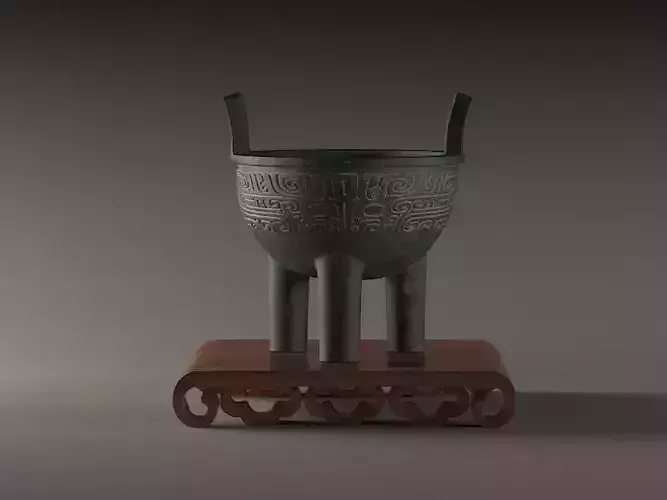 Cultural Relics unearthed ancient tripod container bronze