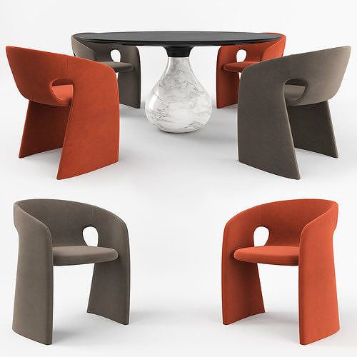 Aqua Dining Table Low-poly 3D model