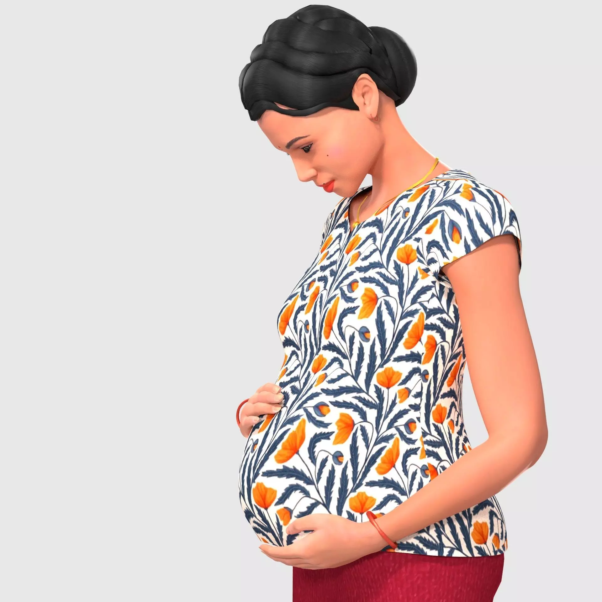 Indian Pregnant Lady Yoga Dress 3D model