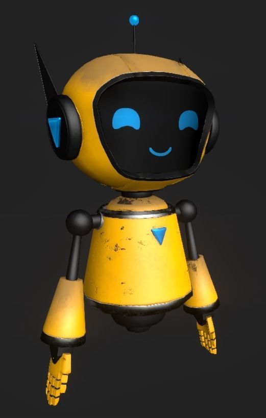Chip the bot assistant Low-poly 3D model_1