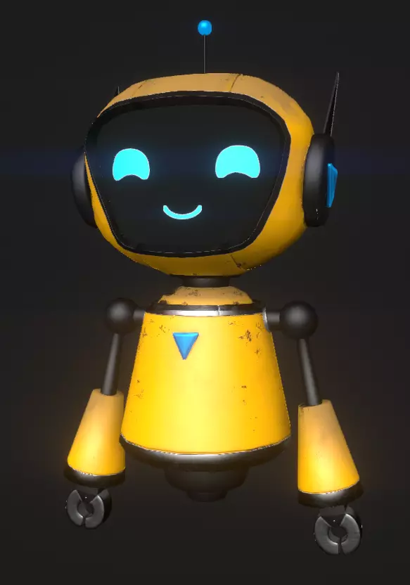 Chip the bot assistant Low-poly 3D model_0