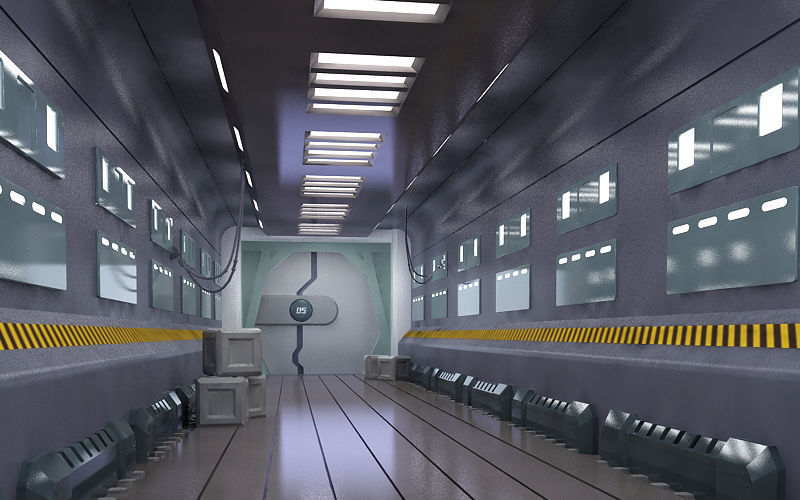 space stations passages sci fi scenarios corridors labs 3D model_1