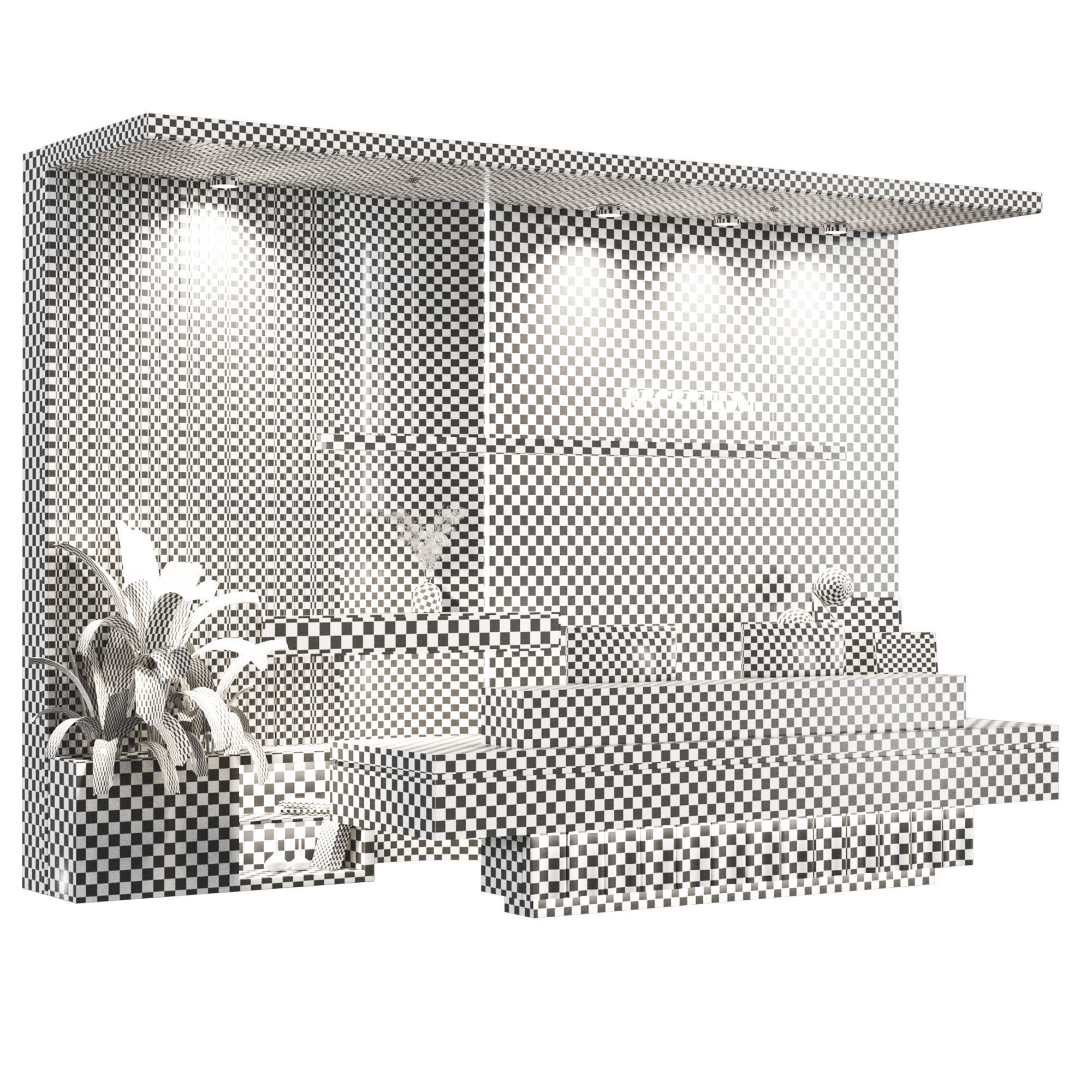 Reception-lobby dark theme2 Low-poly 3D model_7