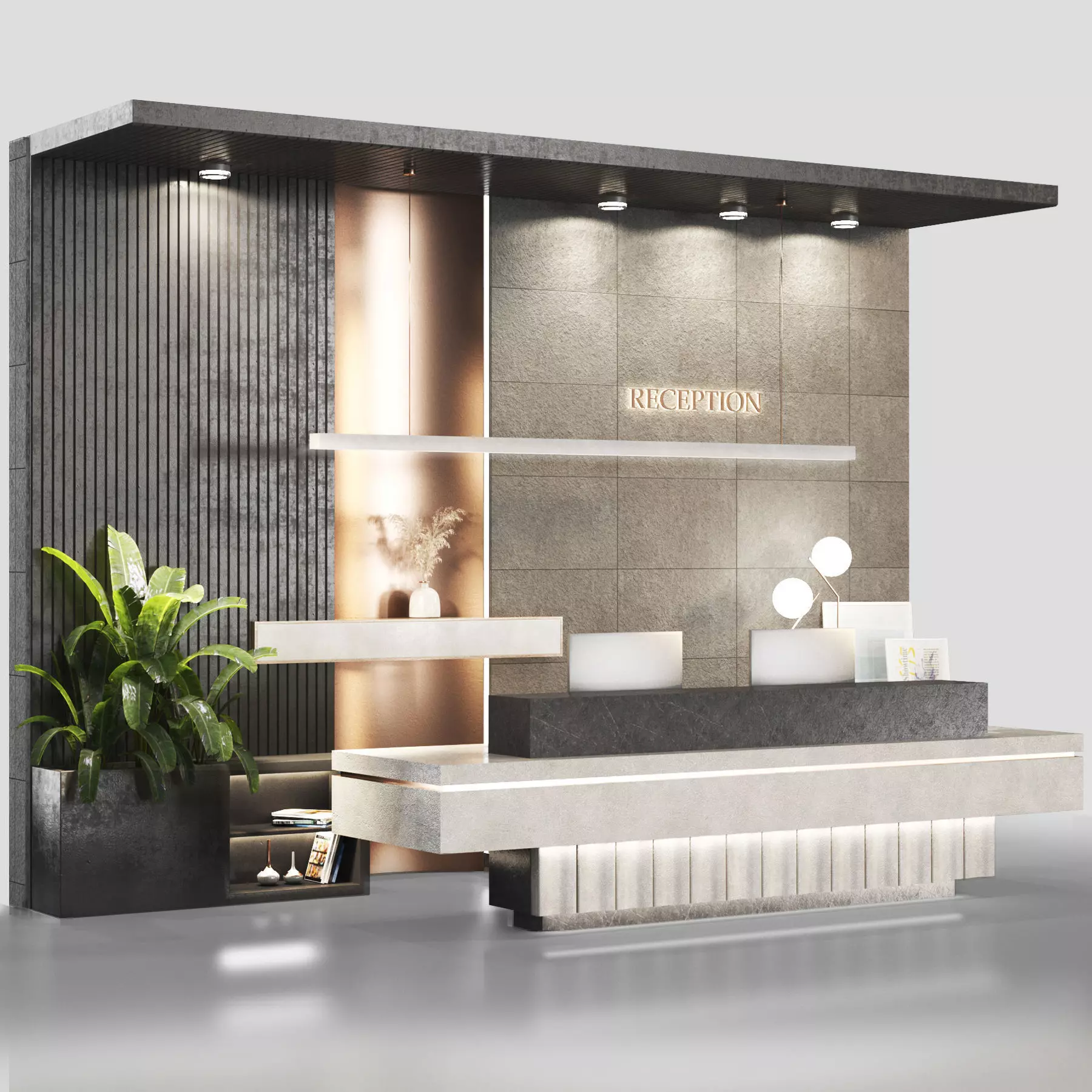 Reception-lobby dark theme2 Low-poly 3D model_0