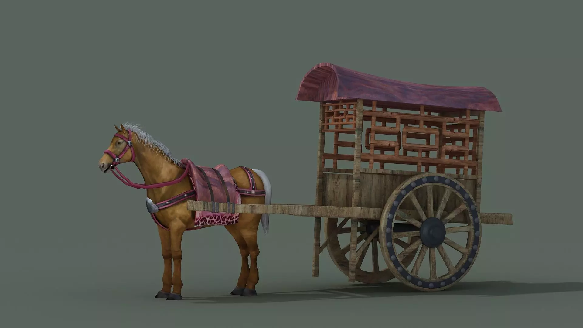 carriage Barouche based work file Horse Buggy covered 3D model