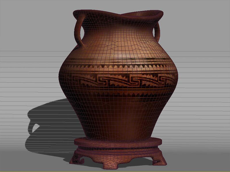 Clay pots varnishes Stone Age two-eared 3D model_4