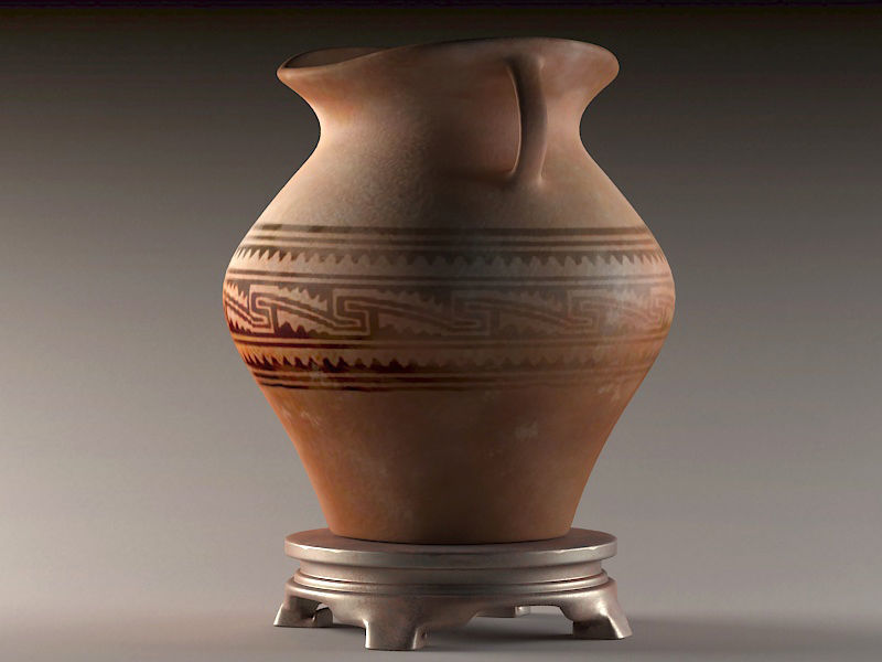 Clay pots varnishes Stone Age two-eared 3D model_1