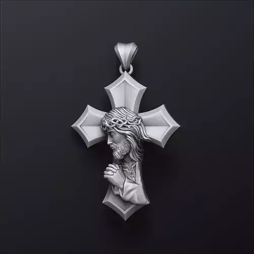 Praying Jesus Cross Pendant 3D print model