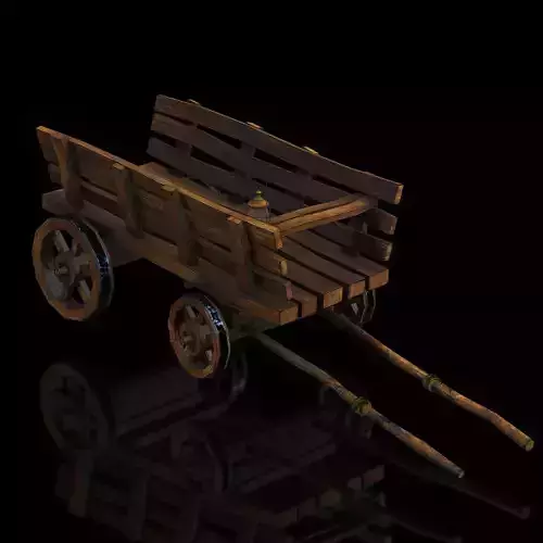 Game ready medieval Cart with Lamp Low-poly 3D model
