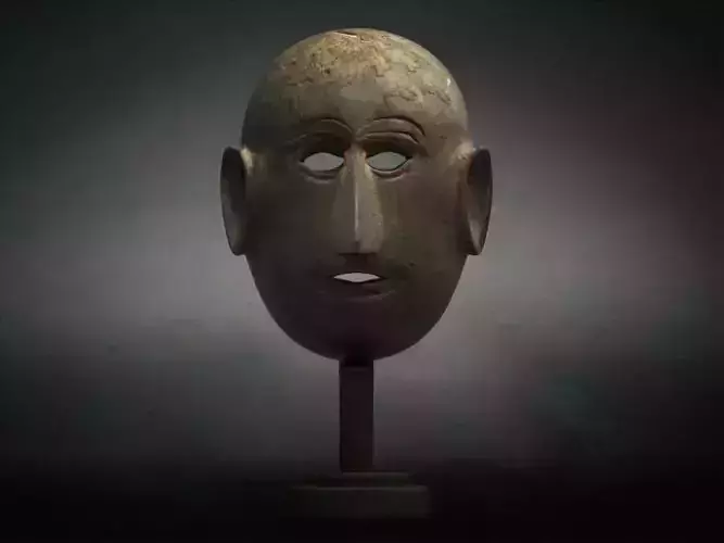 Sanxingdui ritual mask facial theatre painted asian dress 