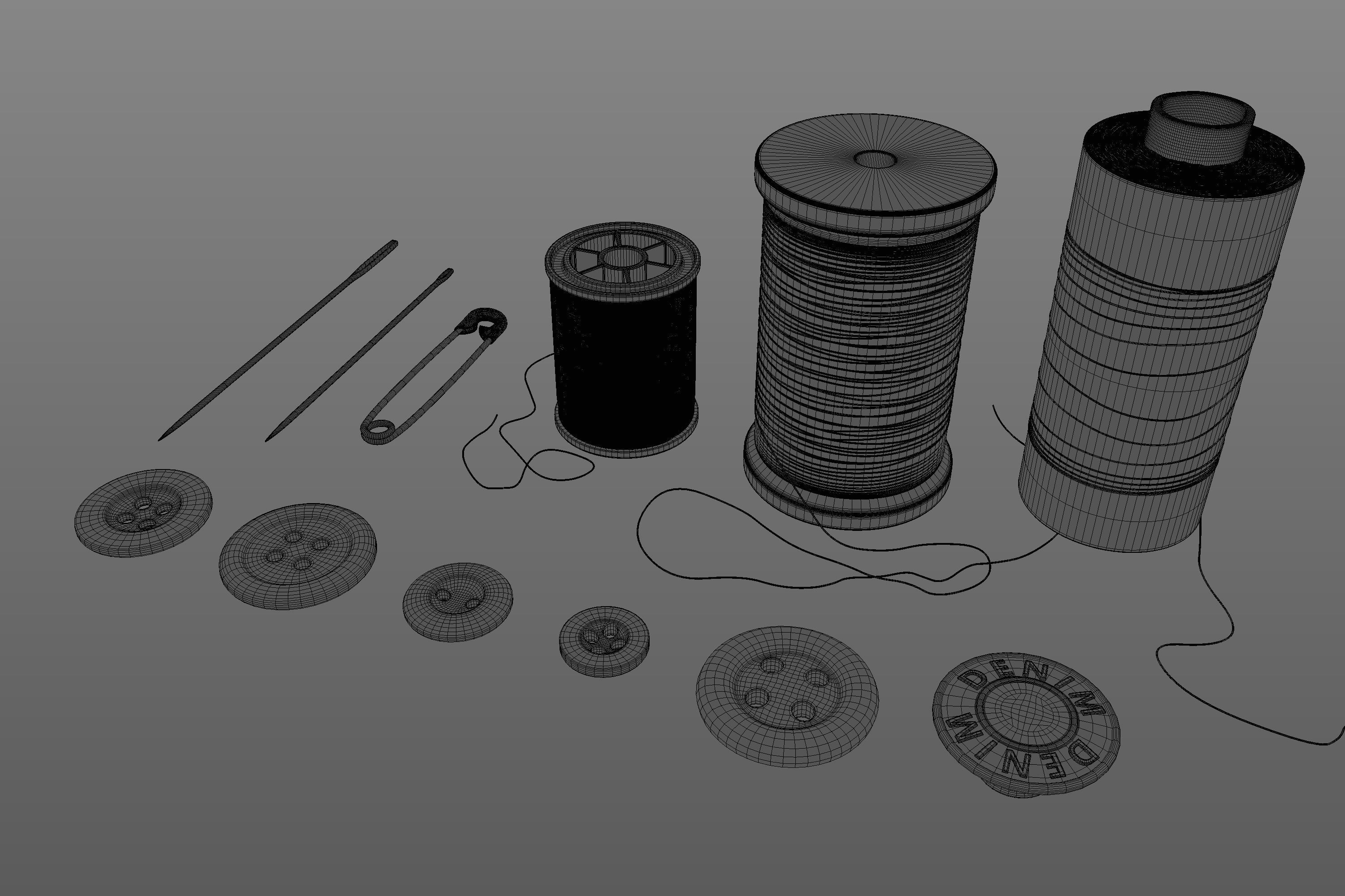 Threads Needles Buttons Collection  3D model_6