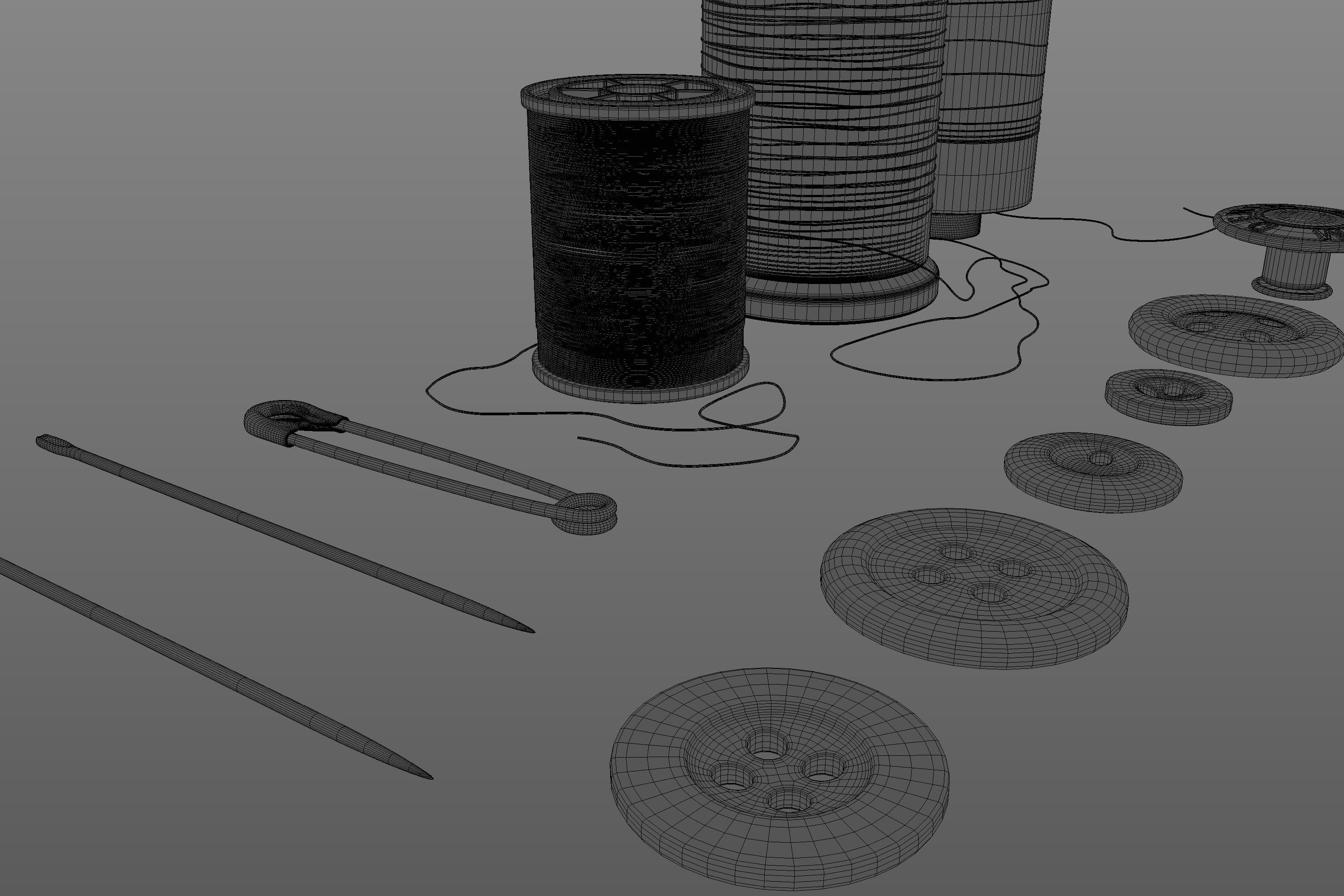 Threads Needles Buttons Collection  3D model_7