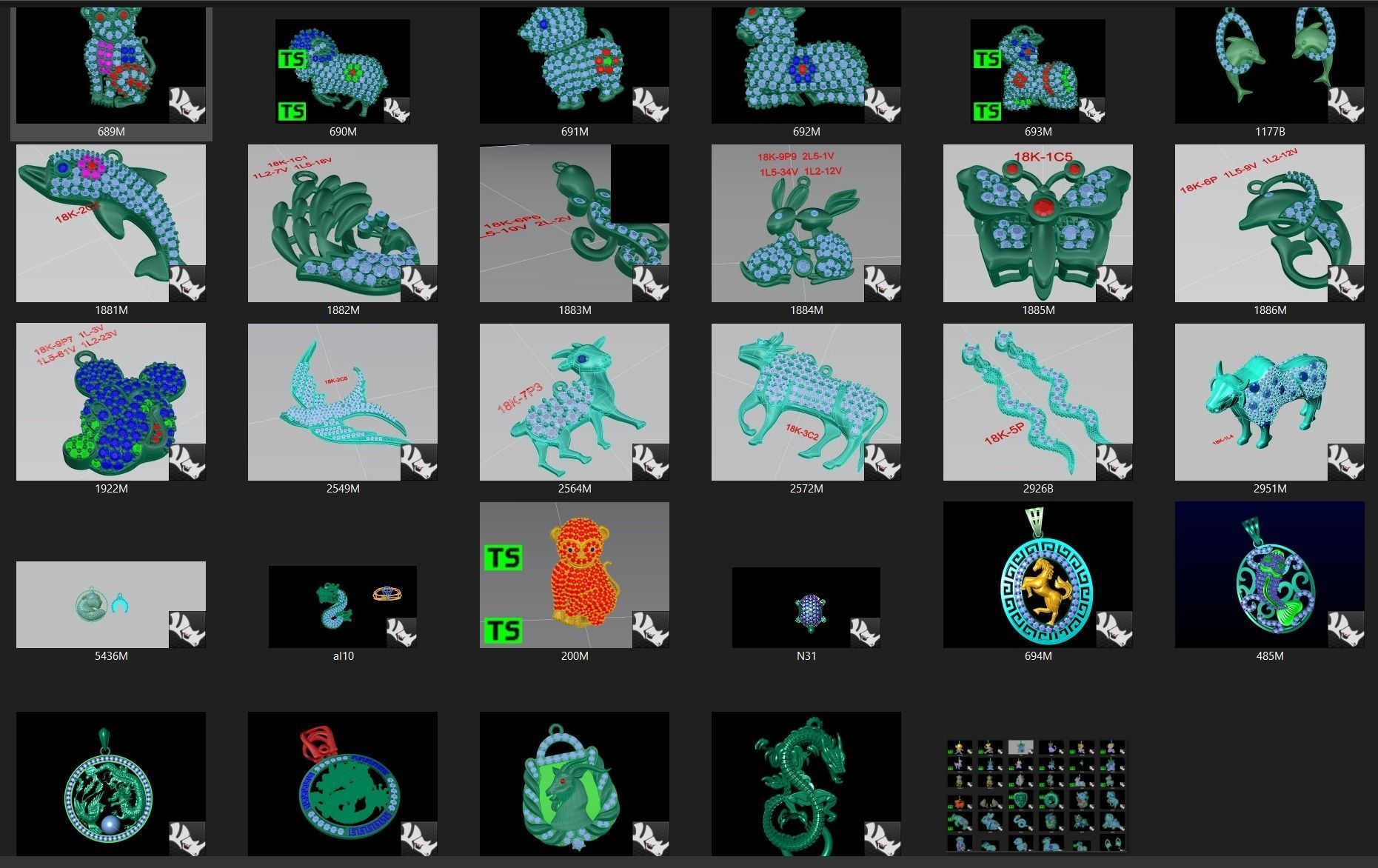 Diamond pendants shaped like mascots and animals 3D print model_1