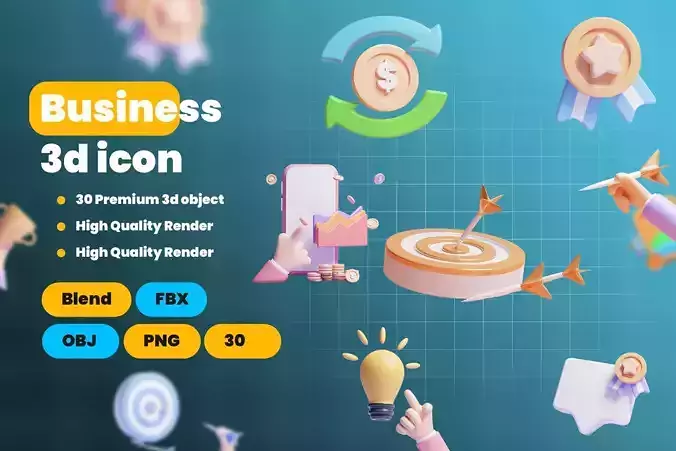 Business 3d Ui Icon Pack 3D model