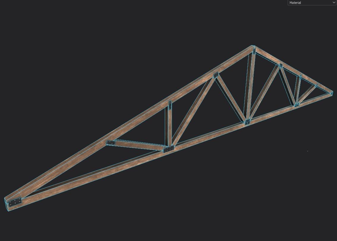 Wooden Trusses M08 Low-poly 3D model_1