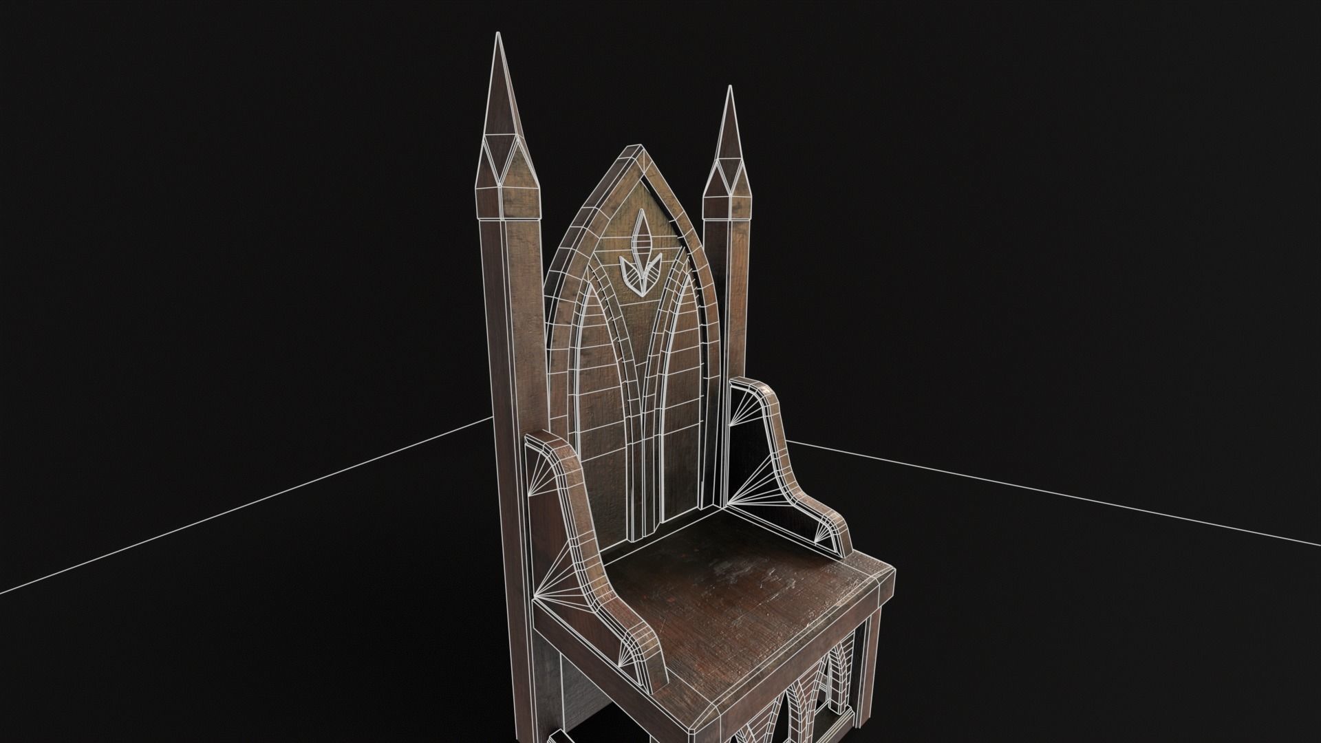 Gothic Church Chair  Low-poly 3D model_19